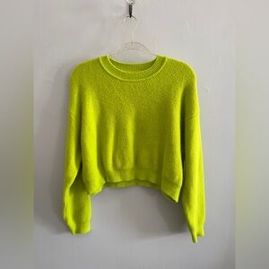 Zara Neon Yellow Women's Crew Neck Sweater SZ(Medium)